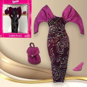 1995 Barbie Fashion Avenue Purple Evening Dress #14306